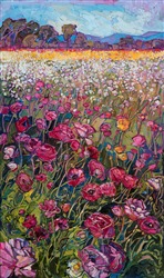 Carlsbad flower fields original oil painting by local famous impressionist artist Erin Hanson. Carlsbad flower fields original oil painting by local famous impressionist artist Erin Hanson.