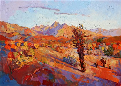 Bold colors capture California Desert in a dramatic oil painting by Erin Hanson Painting Jumping Cholla