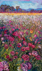 Carlsbad flower fields original oil painting by local famous impressionist artist Erin Hanson.