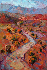 Impressionism painting of Chama River Bend, by American artist Erin Hanson.