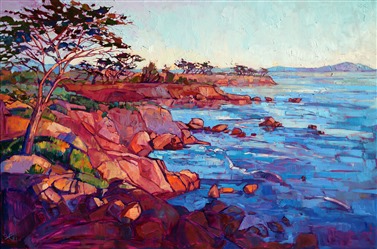 Monterey dramatic and emotional oil painting in alla prima, impasto technique, by Erin Hanson Monterey dramatic and emotional oil painting in alla prima, impasto technique, by Erin Hanson