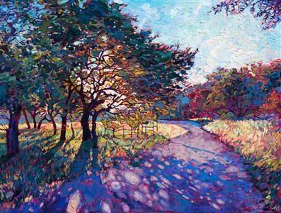 Crystal path painting of Texas hill country, by American up and coming artist Erin hanson.