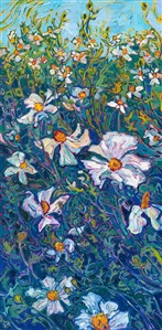 Ojai Matilija white California poppies captured in an impressionist landscape oil painting. Ojai Matilija white California poppies captured in an impressionist landscape oil painting.
