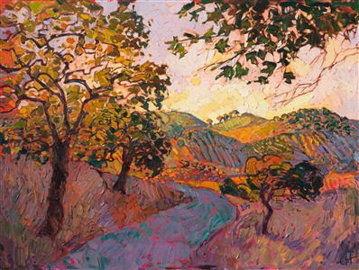 Vineyard Way, original oil painting of Paso Robles, by California Impressionist Erin Hanson