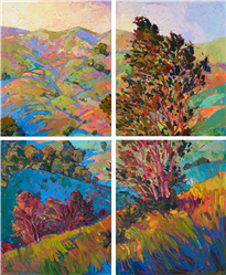 Four uniquely painted canvas, creating a beautiful impression of California's wine country by contemporary impressionist artist Erin Hanson Four uniquely painted canvas, creating a beautiful impression of California's wine country by contemporary impressionist artist Erin Hanson