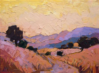 California warm sunset light, landscape oil painting by modern artist Erin Hanson California warm sunset light, landscape oil painting by modern artist Erin Hanson