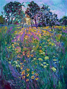Northwest wildflowers landscape oil painting, painted by collectible up and coming artist Erin Hanson. Northwest wildflowers landscape oil painting, painted by collectible up and coming artist Erin Hanson.