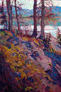 Sierras backpacking inspired oil painting by impressionist artist Erin Hanson