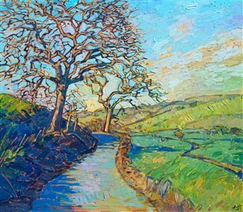 Oil painting of Paso Robles with a path lined with gnarled trees, by contemporary impressionist artist Erin Hanson Oil painting of Paso Robles with a path lined with gnarled trees, by contemporary impressionist artist Erin Hanson