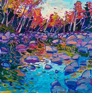East Coast modern impressionism 12x12 oil painting by Erin Hanson Painting River Reflections