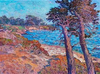 Monterey Pebble Beach cypress tree painting by popular modern impressionist Erin Hanson Monterey Pebble Beach cypress tree painting by popular modern impressionist Erin Hanson