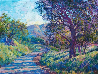 Oil painting of California wine country oak tree by contemporary impressionist artist Erin Hanson Oil painting of California wine country oak tree by contemporary impressionist artist Erin Hanson