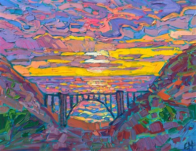 Bixby Bridge oil painting by Erin Hanson Painting Bixby Sunset