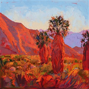 Borrego Springs is painted in hot colors and bold brush strokes, painting by Erin Hanson