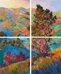 Four uniquely painted canvas, creating a beautiful impression of California's wine country by contemporary impressionist artist Erin Hanson Four uniquely painted canvas, creating a beautiful impression of California's wine country by contemporary impressionist artist Erin Hanson