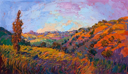 Open impressionst oil painting of California rolling hills, by Erin Hanson. Open impressionst oil painting of California rolling hills, by Erin Hanson.