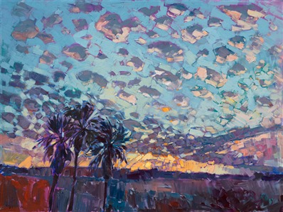 Dramatic sky oil painting in an Open Impressionist style, by Erin Hanson. Dramatic sky oil painting in an Open Impressionist style, by Erin Hanson.