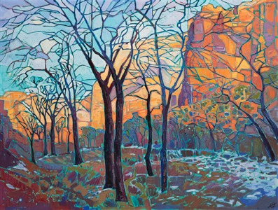 Collect oil paintings of Zion National Park in a stained glass style, by Erin Hanson Collect oil paintings of Zion National Park in a stained glass style, by Erin Hanson