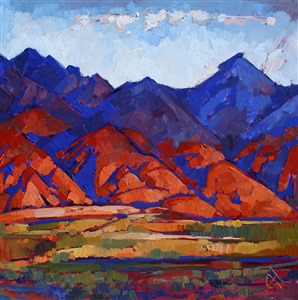 Nevada Shadows, desertscape painting by Erin Hanson Painting Nevada Shadows