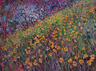 Wildflower oil painting in a modern impressionism style, by Erin Hanson. Wildflower oil painting in a modern impressionism style, by Erin Hanson.