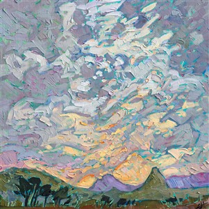 Small 12x12 painting of Alpine Texas, by modern impressionist painter Erin Hanson