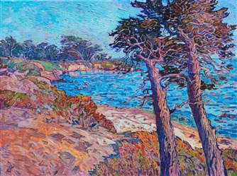 Pebble Beach Monterey cypress tree oil painting by California impressionist Erin Hanson Pebble Beach Monterey cypress tree oil painting by California impressionist Erin Hanson