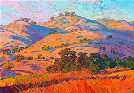 Paso Robles wine country landscape summer gold colors - impressionist oil painting by Erin Hanson Paso Robles wine country landscape summer gold colors - impressionist oil painting by Erin Hanson