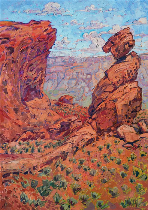 Original oil painting of Valley of Fire State Park, Nevada, by modern impressionis Erin Hanson.