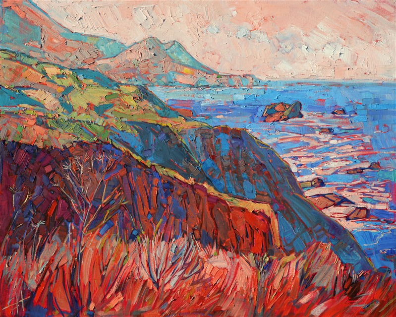 Big Sur coastal seascape oil painting by modern expressionist painter Erin Hanson