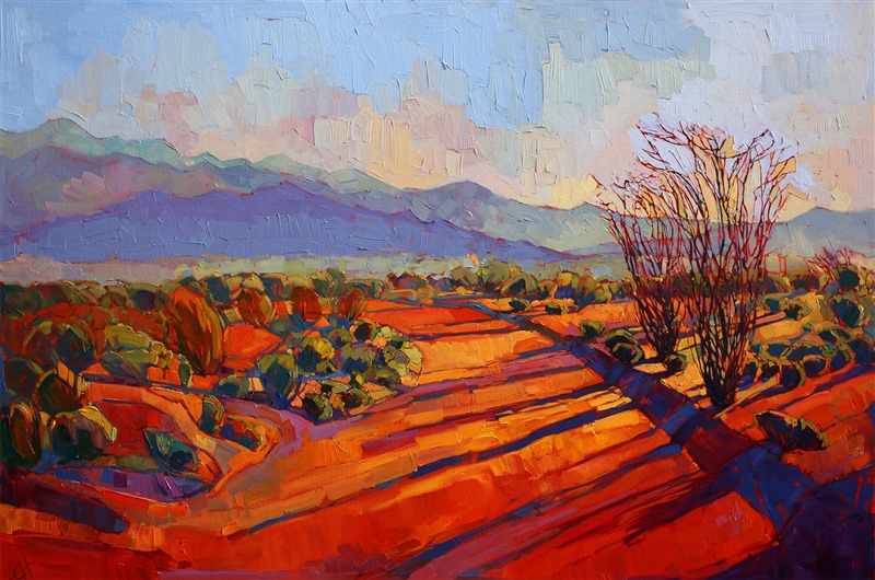 Borrego Springs desert color oil painting, by modern expressionist Erin Hanson