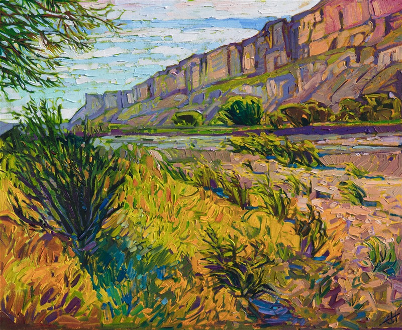 Big Bend National Park artwork, colorful impressionistic painting by Erin Hanson