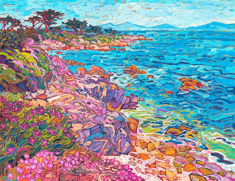 Carmel Monterey ice plants original impressionism oil painting for sale at The Erin Hanson Gallery in Carmel, CA