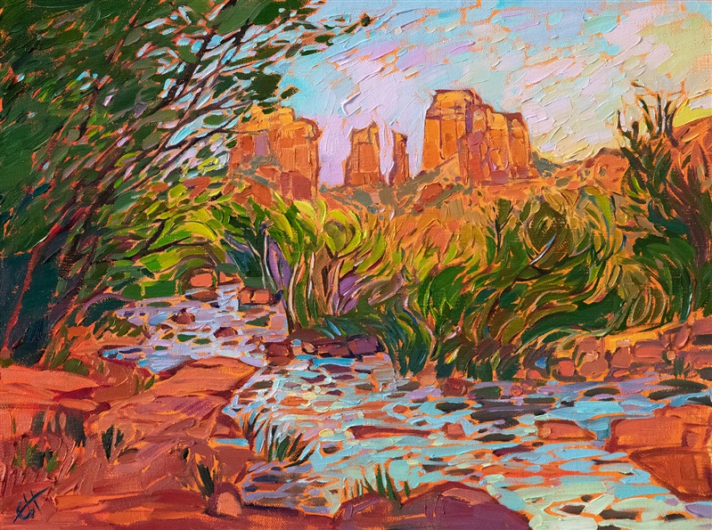 Cathedral Rock Sedona original oil painting for sale by modern impressionist Erin Hanson