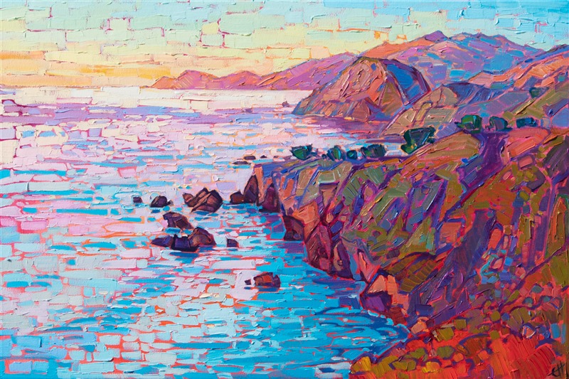 Mendocino coast original oil painting for sale by modern impressionist artist Erin Hanson