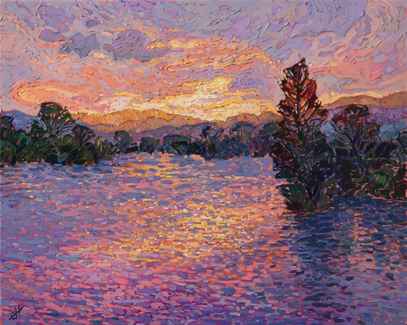 A modern impressionist painting inspired by Monet light, painted by artist Erin Hanson.
