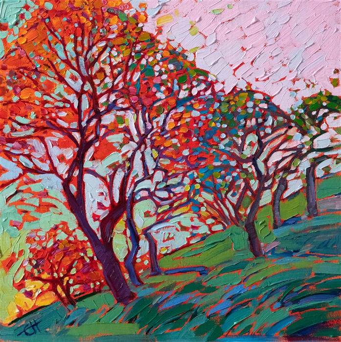 Impressionist autumn colors oil painting by modern artist Erin Hanson