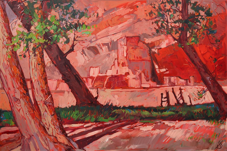 Canyon de Chelly ruins, captured in expressive oils by artist Erin Hanson