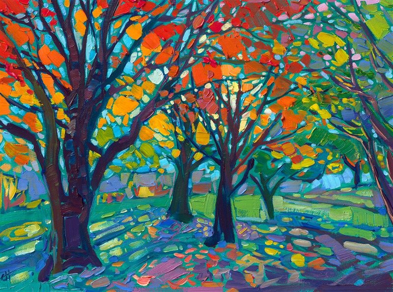 Small painting for sale of autumn northwest landscape, by Erin Hanson.