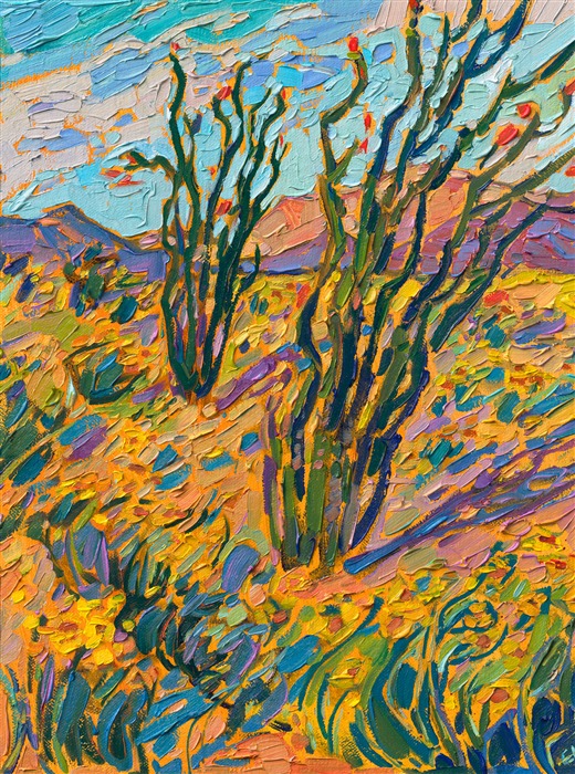 Borrego Springs superbloom colorful landscape desert oil painting by open impressionist Erin Hanson