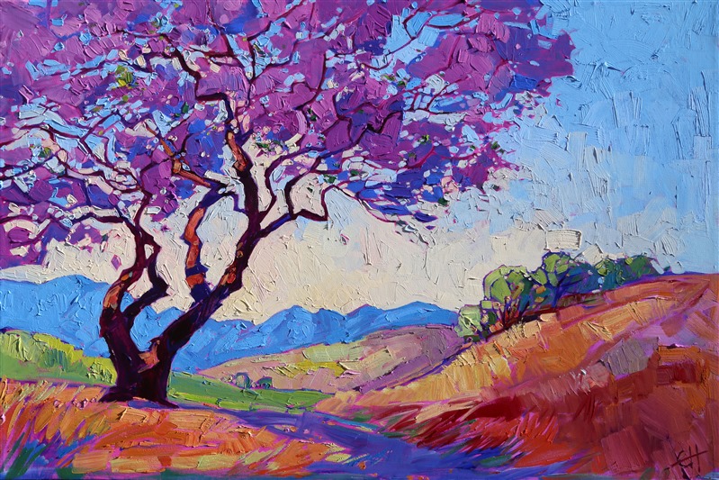 Jacaranda oil painting landscape by contemporary master Erin Hanson