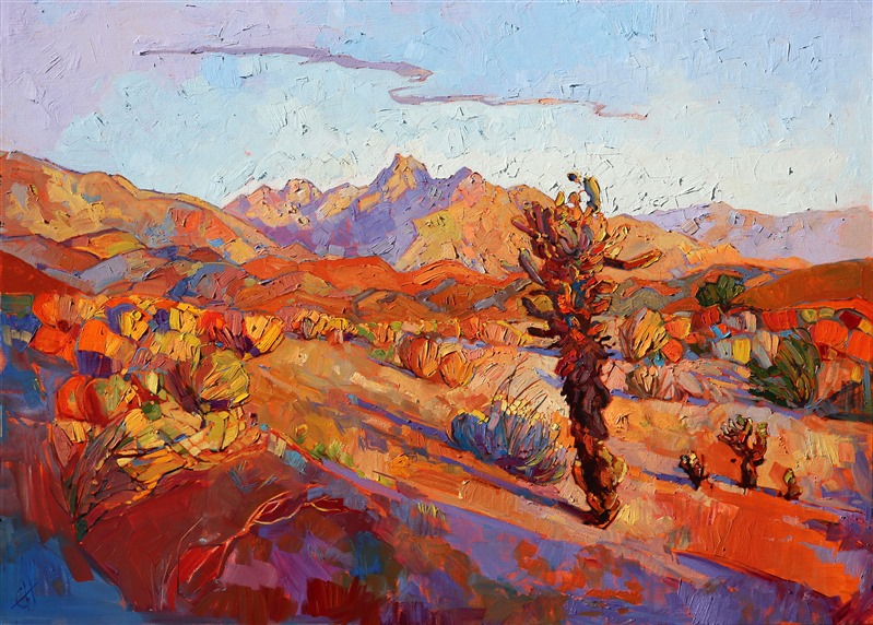 Bold colors capture California Desert in a dramatic oil painting by Erin Hanson