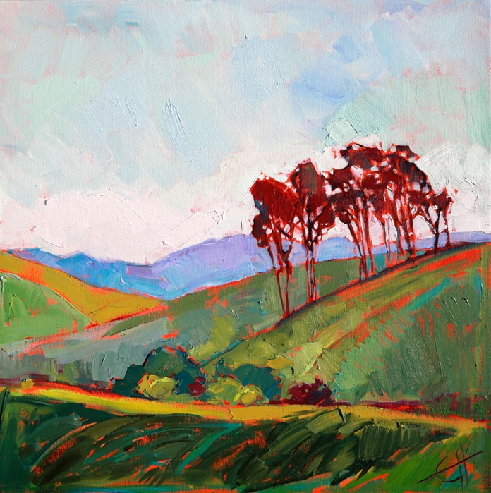 Abstract shapes in the landscape: oil painting of Napa Valley by Erin Hanson