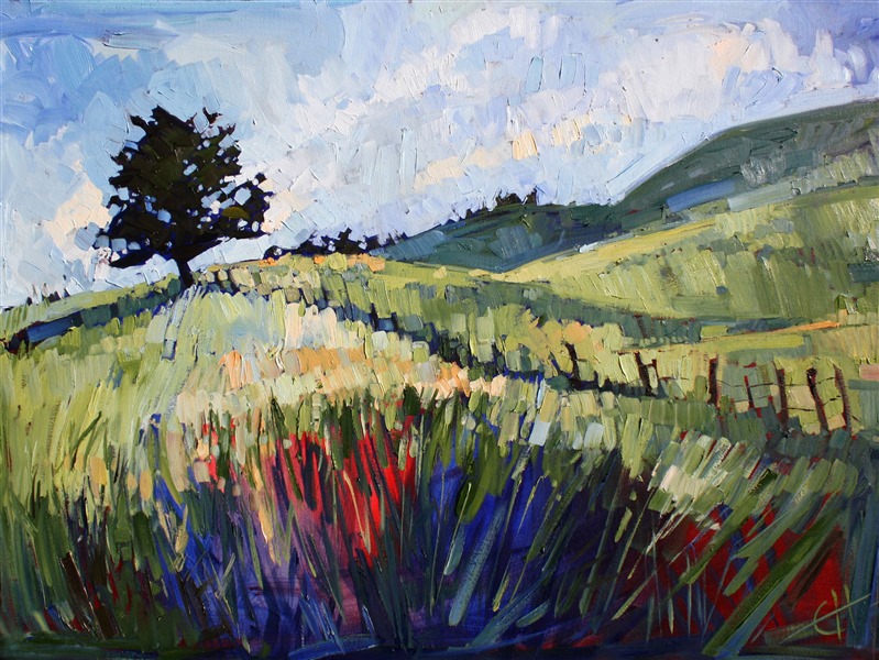 Lone Pine original landscape oil painting by impressionist artist Erin Hanson