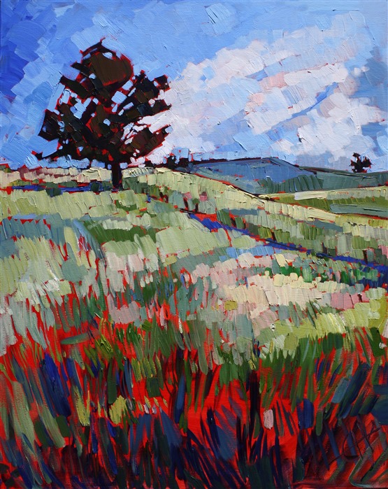 Chunky impressionist oil painting of Paso Robles, by Erin Hanson