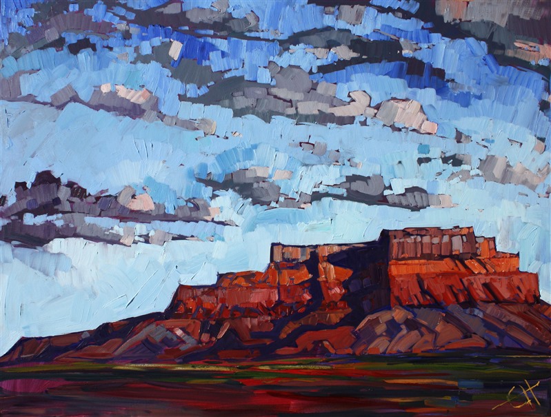 Mexican Hat, dramatic desertscape oil painting landscape by Erin Hanson