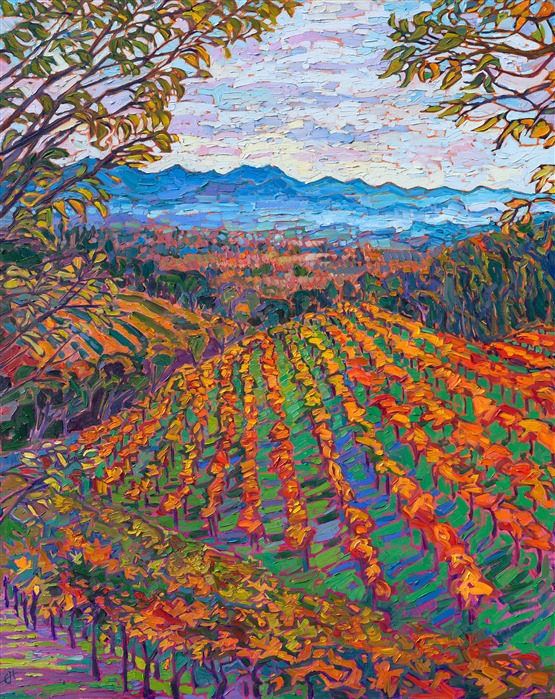 Napa Valley California wine country oil painting by American impressionist landscape painter Erin Hanson