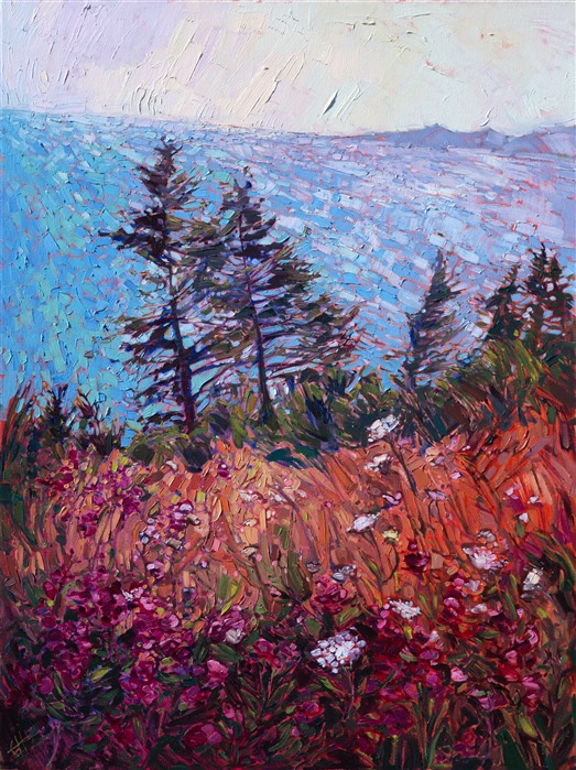 Northwest wildflower landscape painting in a modern expressionist style