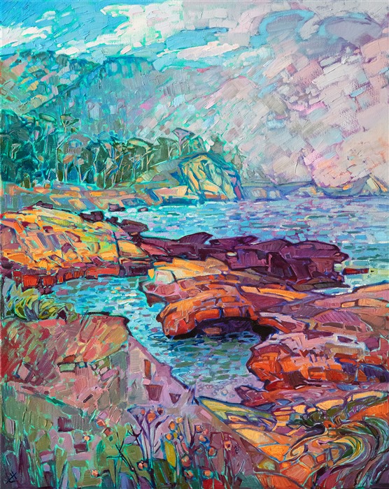 Point Lobos impressionistic landscape oil painting by Erin Hanson
