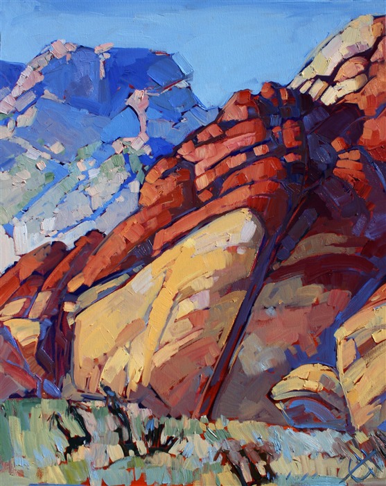 Red Rock Canyon oil painting by rock climbing painter Erin Hanson.