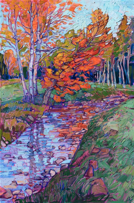 White Mountains fall colors painting by American impressionist Erin Hanson.